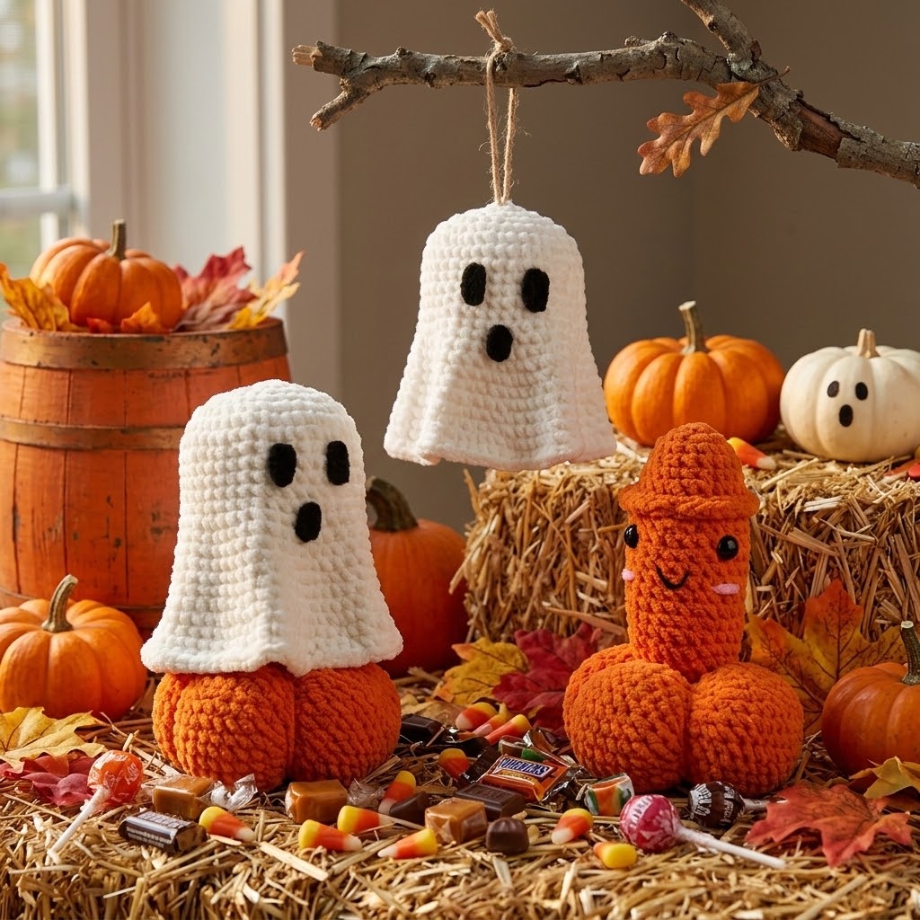 Geist und Kürbis gehäkelt – Halloween-Deko
