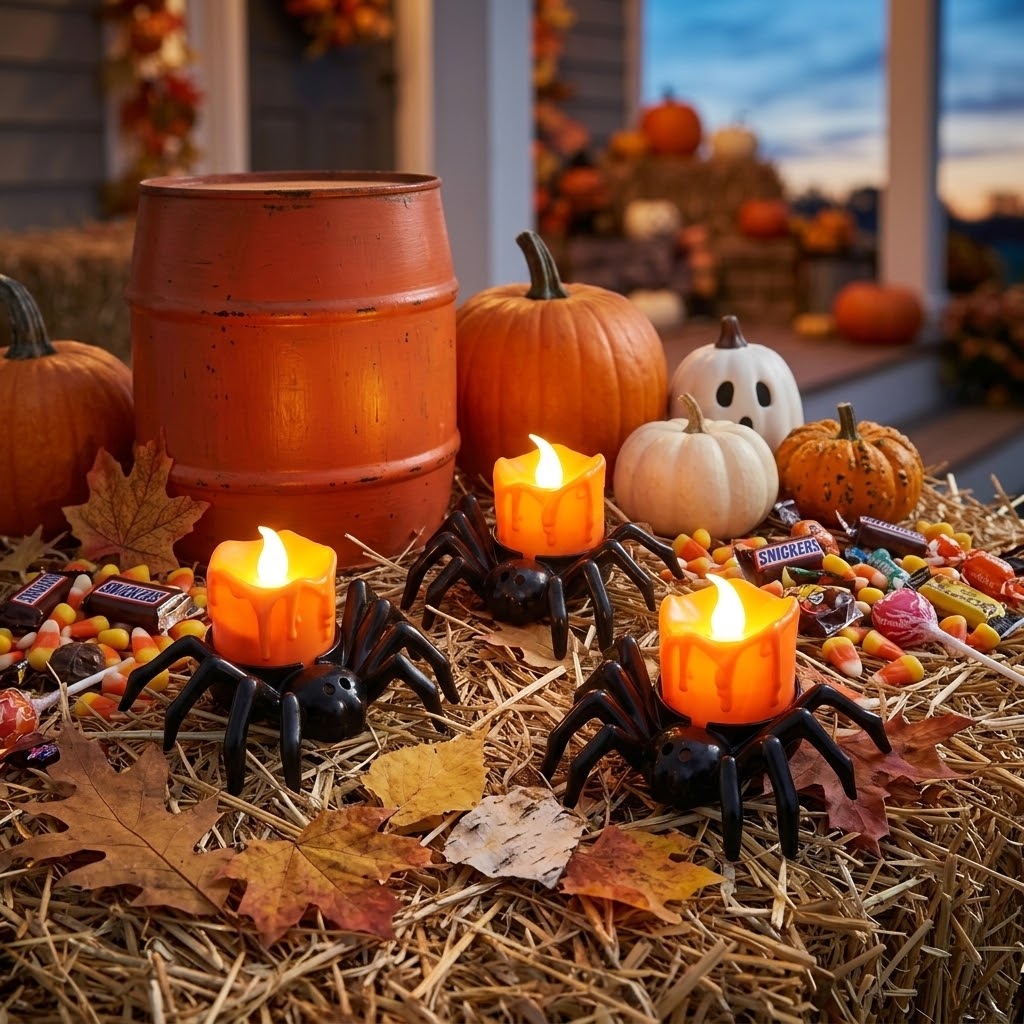 Halloween-LED-Spinnenkerzen